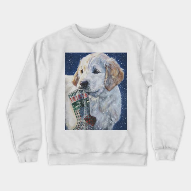 Golden Retriever Christmas Fine Art Painting Crewneck Sweatshirt by LASHEPARD